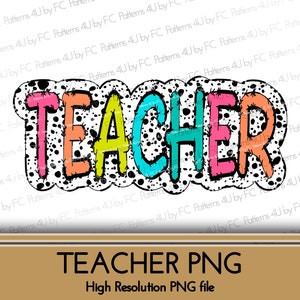 Dalmatian Teacher PNG, Colorful Bright Doodle School Teacher Gifts, Occupation, Digital Download, Sublimation Download, Back to School