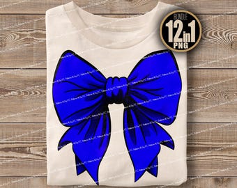 Pacchetto PNG Coquette Blue Bow: design digitale a sublimazione (download digitale)