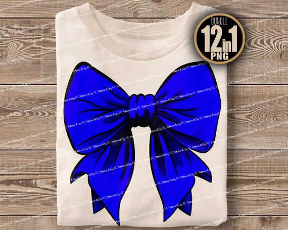 Coquette Blue Bow PNG Bundle: Sublimation Digital Design (Digital Download)