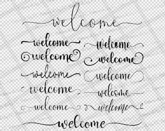 Welcome SVG: Hand-Lettered Calligraphy, Farmhouse Door Sign (Digital Download)