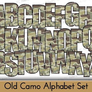 Conjunto de alfabeto PNG de camuflagem antiga, camuflagem antiga do exército, design digital, alfabeto de camuflagem, pesca, país, caça, ocidental militar desenhado à mão