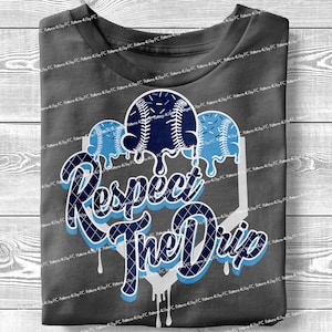 Baseball Ice Cream Drip PNG: Blue & White Shirt Design (Digital Download)