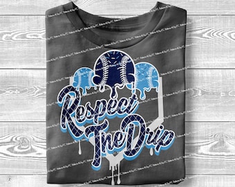 Baseball Ice Cream Drip, Travel Ball, Baseball Lifestyle, Drip PNG, Pitchers, Catchers, Blue and White Carolina Shirt Design Sublimation