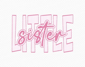 Little Sister PNG: Pink Seersucker Design (Digital Download)