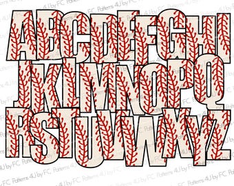 Baseball PNG Alphabet: Hand Drawn Sport Alpha (Digital Download)