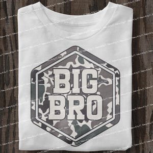 Camo Big Bro png, camouflage patch jongens, mannen, vader, opa, jacht vissen old school camouflage, kinderen png digitale download sublimatie DTF DTG clipart