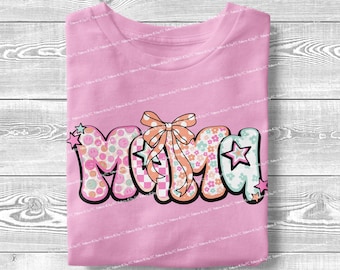 Mama PNG: Smiley Coquette Bow, Checkered Sublimation Design (Digital Download)