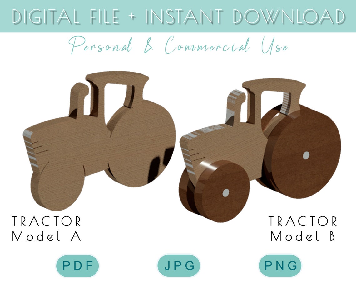 Tractor Pattern, Scroll Saw Patterns, PDF, PNG, JPG Scroll Saw Gift