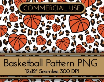 Basketball Leopard Seamless Pattern: Cheetah Print PNG (Digital Download)