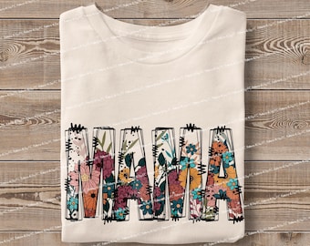 Mamá Floral PNG: Diseño de sublimación retro y moderno (descarga digital)