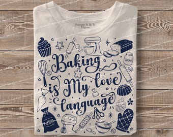 Baking PNG Doodle Design, Bakery Clipart Sublimation Kitchen Art, Baker Gift Digital Download