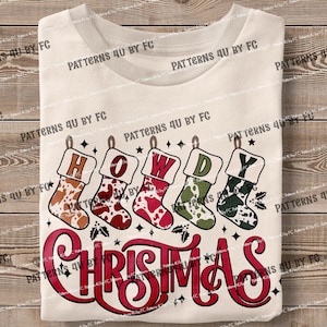 Howdy Christmas PNG: Western Cowgirl Sublimation Design (Digital Download)