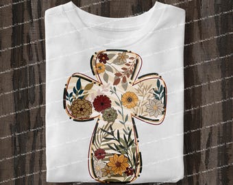 Floral Cross PNG: Boho Christian Design (Digital Download)