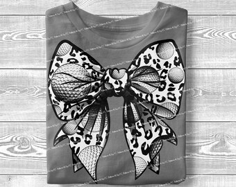 Golf Coquette Bow PNG: Leopard Print, Vintage Gold (Digital Design)