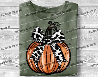 Leopard Pumpkin Coquette Bow PNG: Retro Halloween Clipart (Digital Download)