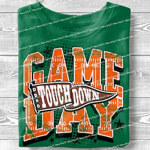 Orange Retro Football Season PNG: Touchdown-Design, Varsity Game Day (Digitaler Download)