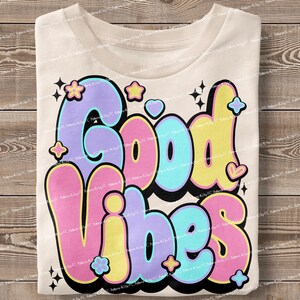 Good Vibes PNG: retro geestelijke gezondheid sublimatieontwerp (digitale download)