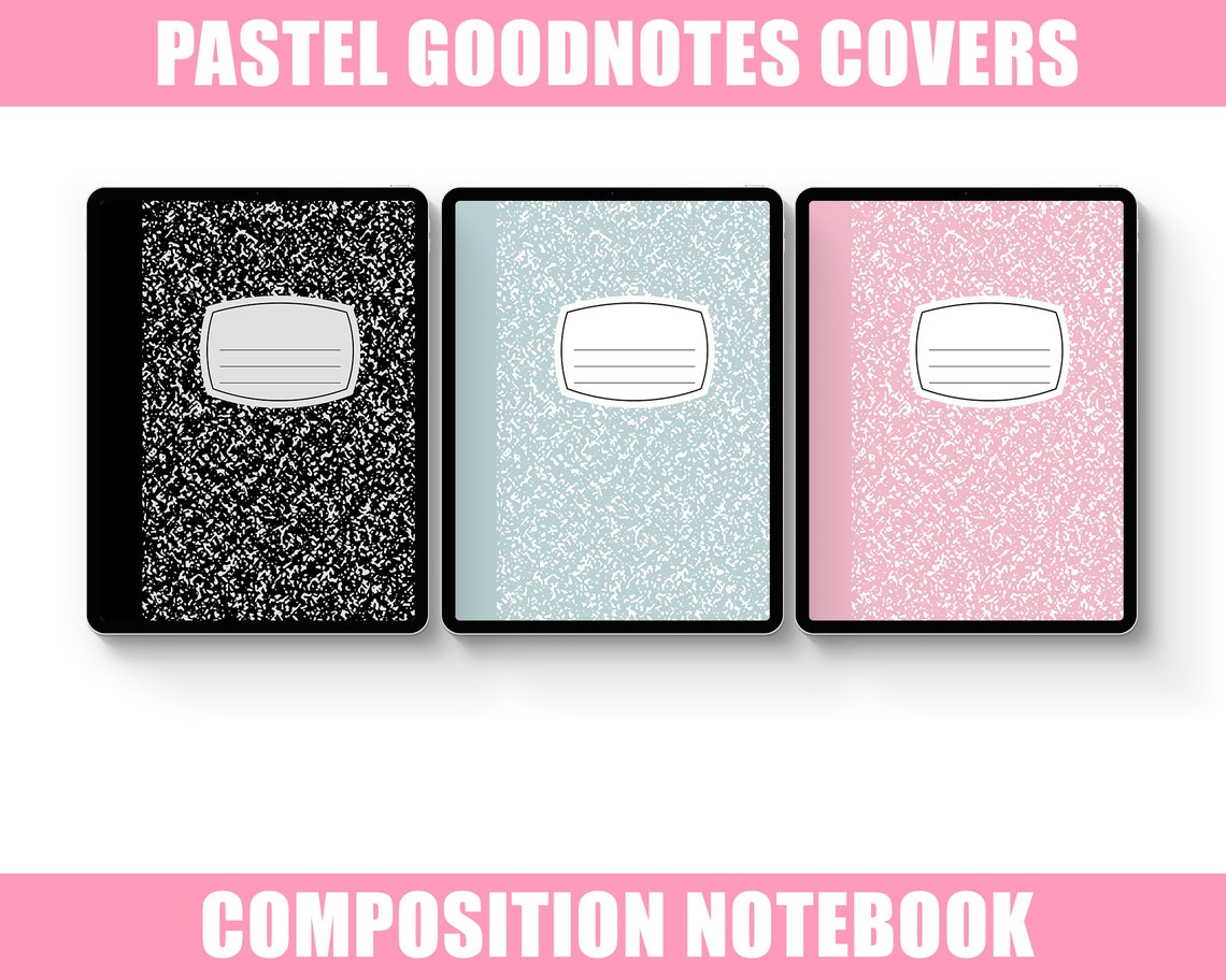 24 Pastel Goodnotes Covers, Goodnotes Cover, Pastel Composition Book