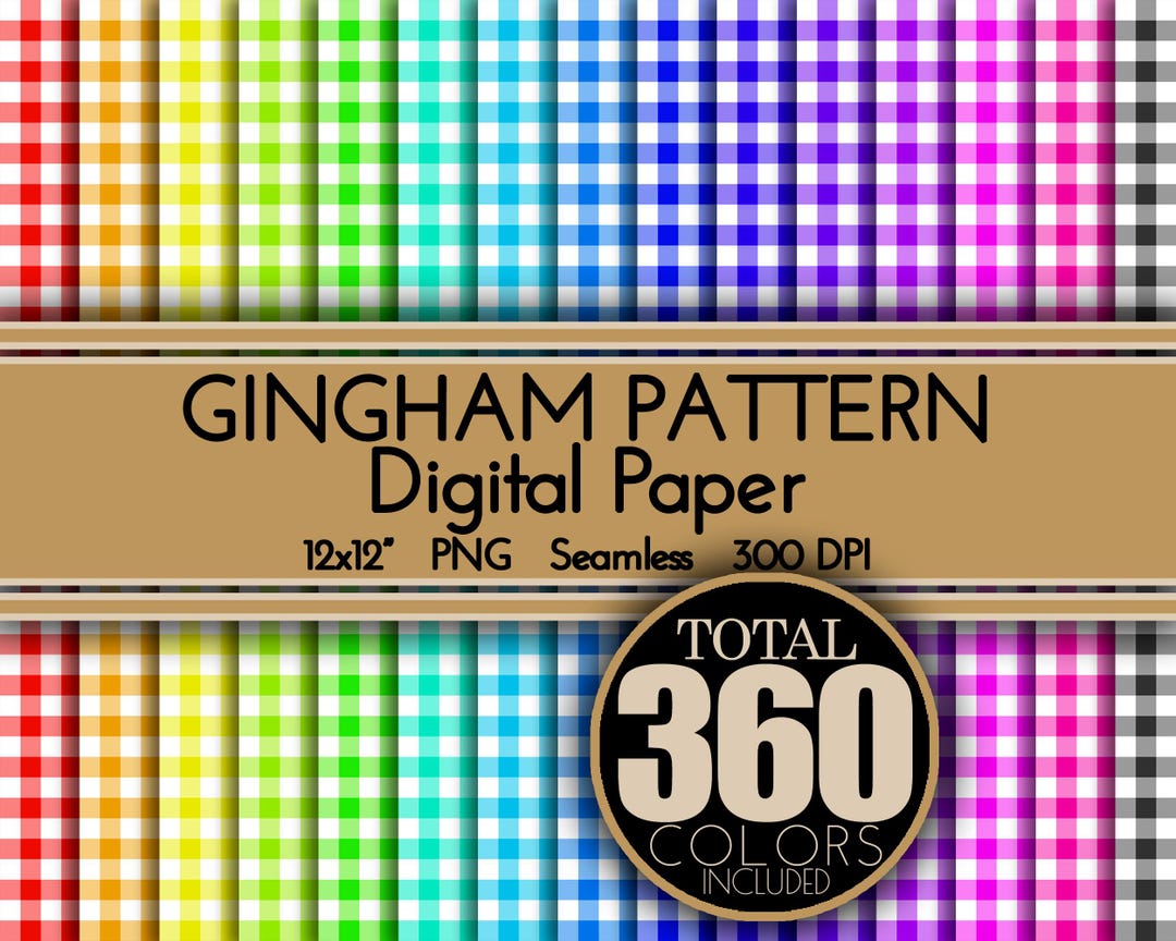 Gingham Digital Paper: 360 Seamless Patterns (PNG) - Etsy