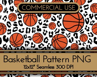 Basketball Leopard Print: Seamless PNG Pattern (Digital Download)