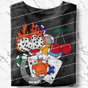 Cowboy Kasino und Hotel Western Collage Trendiges PNG, Acht-Ball-Würfelkarten West Rodeo Retro Edgy Cowgirl Sublimation Digital Design Shirt DTF