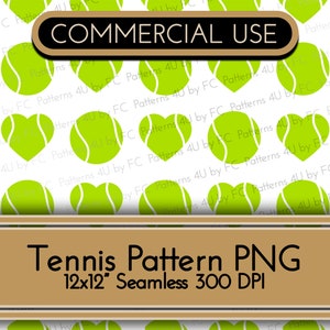 Tennisball Herz Digitales Papier PNG Muster, Tennisball Druck, Sublimationsdownload, druckbarer Hintergrund, Tennis Sport 2in1