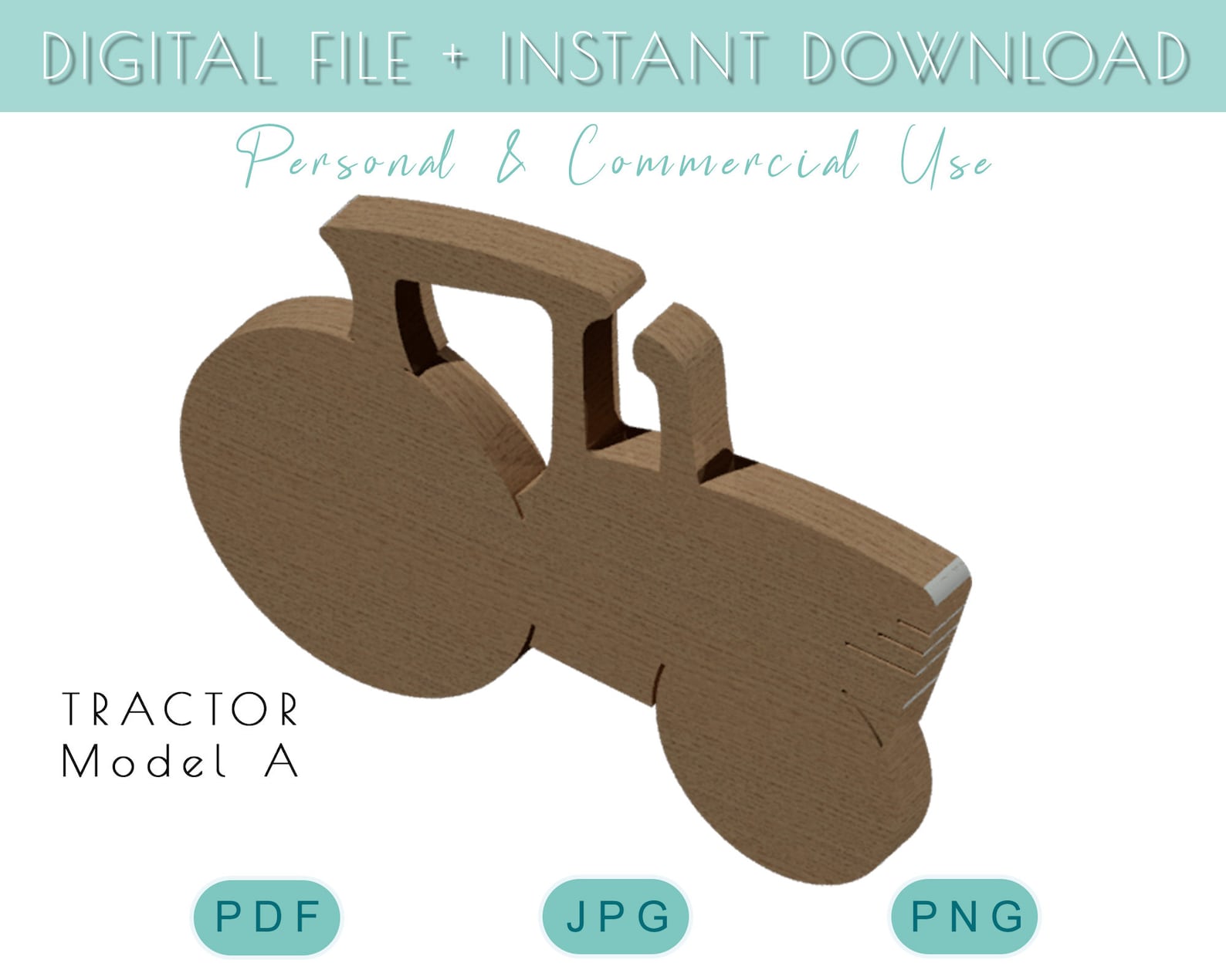 Tractor Pattern, Scroll Saw Patterns, PDF, PNG, JPG Scroll Saw Gift