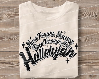 Retro Hallelujah Christian Shirt Design: Inspirational Bible Verse (Digital Download)