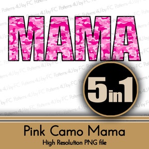 Pink Camo Mama PNG Paquete Rosa Caza Camuflaje Sublimación Diseño Digital Military Lake Beach Country Camisa Diseño Verano Hora Vieja Escuela