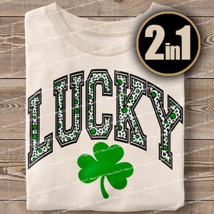 Lucky Varsity PNG Clover: Retro St Patrick&#39;s Day Sublimation Design (Digital Download)
