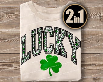 Lucky Varsity PNG Clover: Retro St Patrick's Day Sublimation Design (Digital Download)
