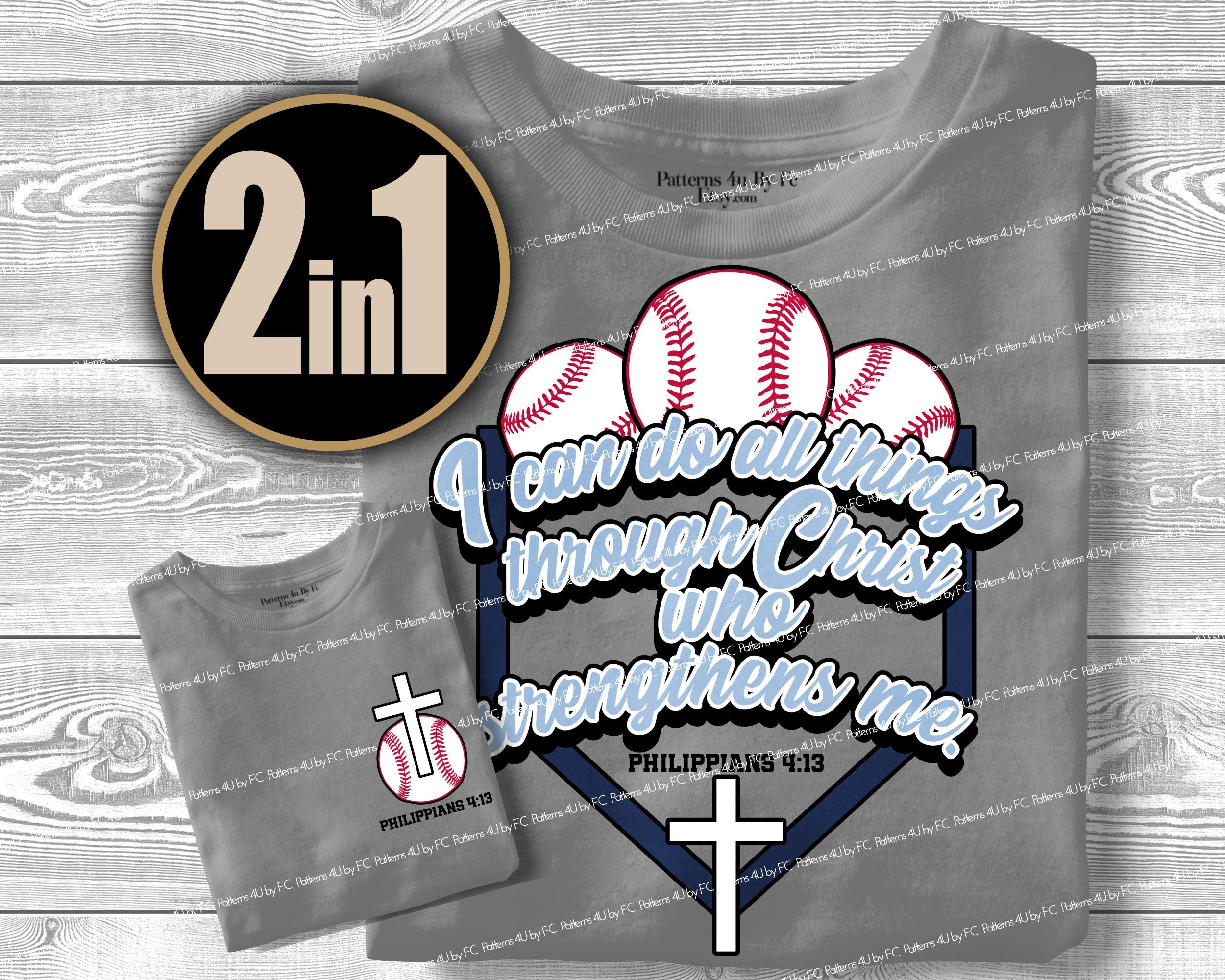 Navy Christian Baseball PNG Sublimation Shirt Design Philippians 4:13 ...