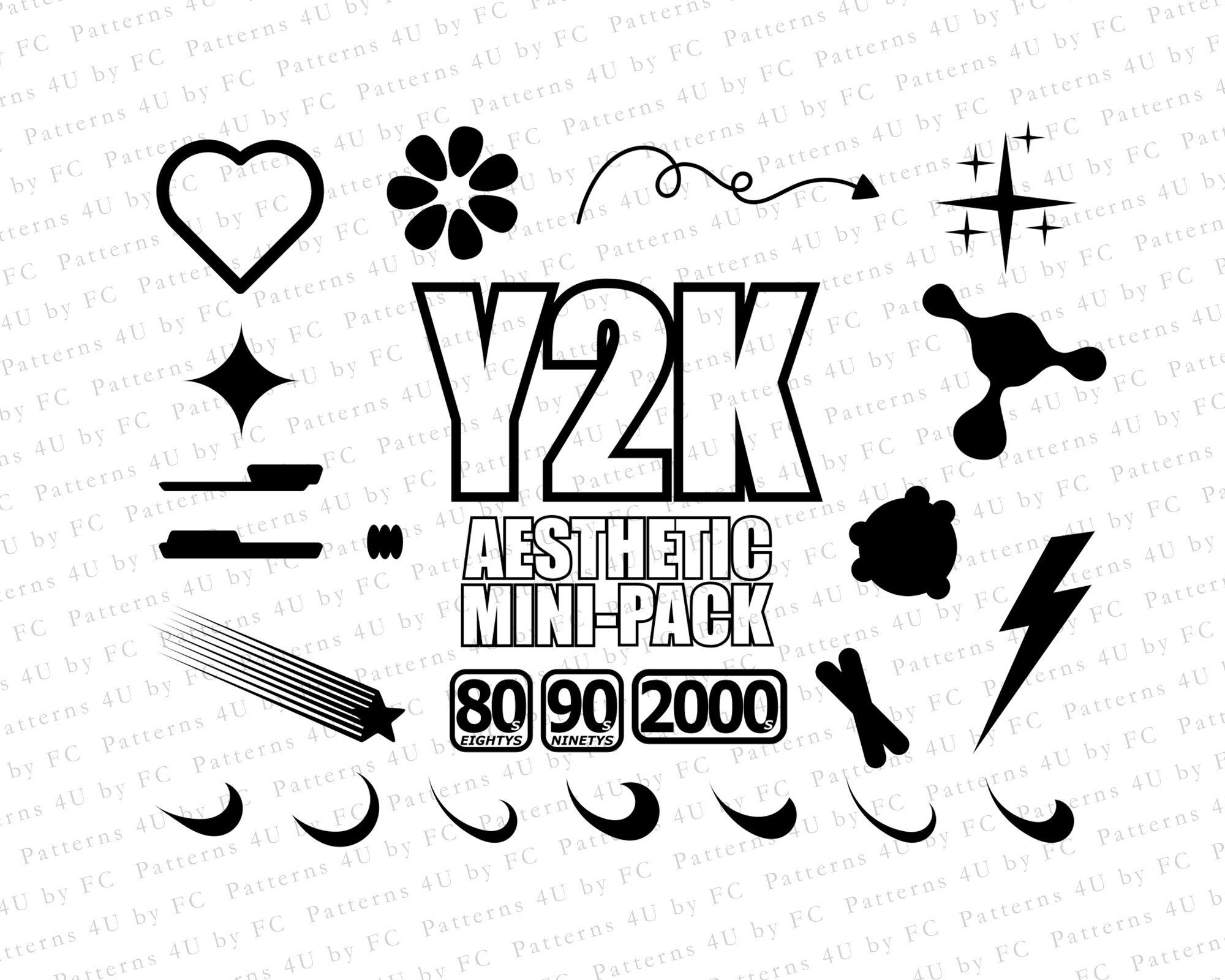 Y2K Aesthetic Icons and Vector Template 100+ Resources for Logos, Apparel,  Graphic Design) Retro SVG cricut cricut