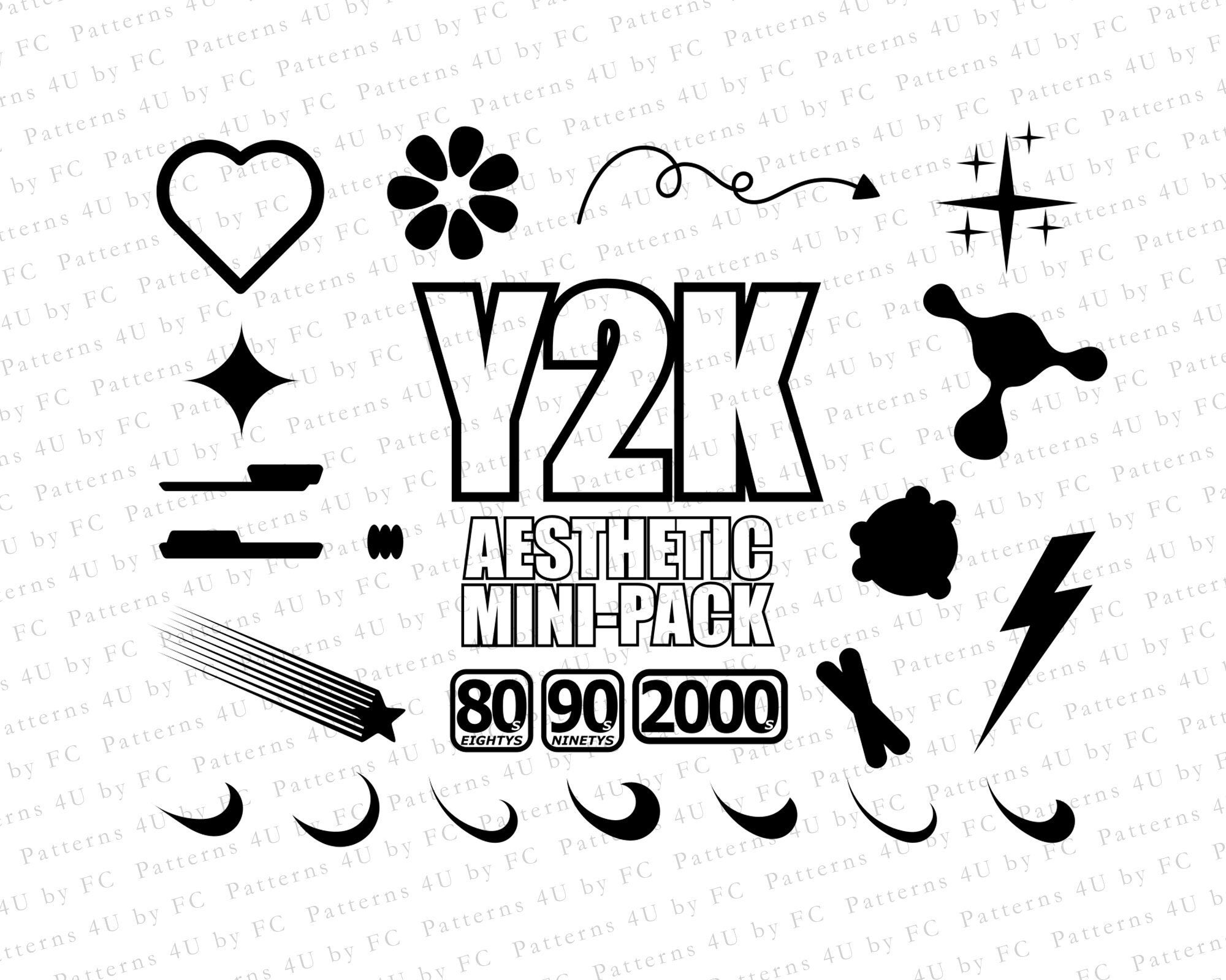 Y2K Aesthetic Icons Template over 80 Assets for Logos -  Israel