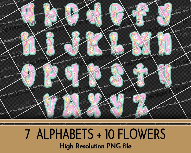 Wildflower PNG Alphabet Set: Hand-drawn Floral Letters (digital ...