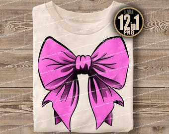 Coquette Pink Bow PNG Bundle: Sublimation Digital Design (Digital Download)