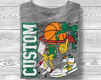CUSTOM Basketball Collage Game Day Design Bows School Spirit PNG Digital Download