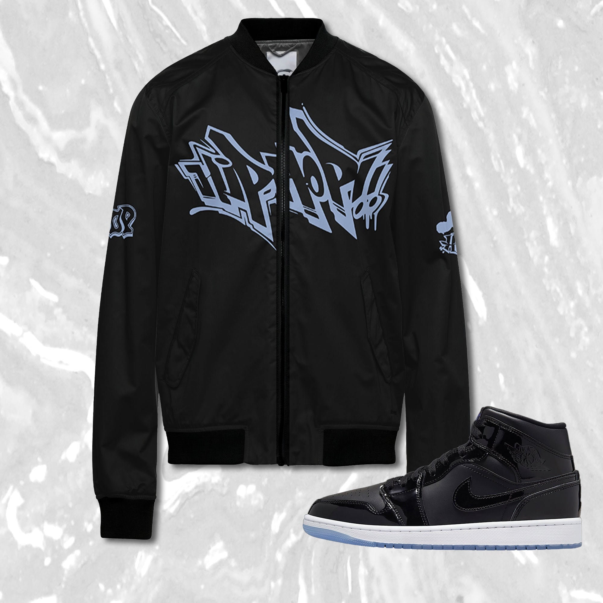 HIP HOP graffiti 3D Color Jacket Match Jordan 1 Mid Space Jam