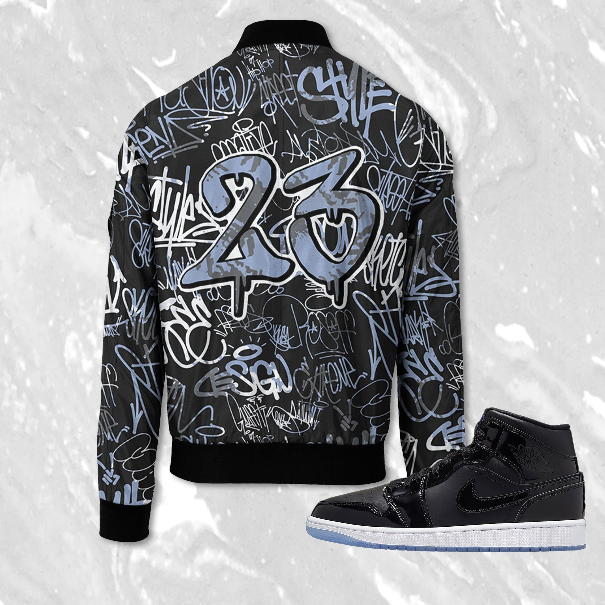 Discover 23 Hiphop 3D Graffiti Pattern Jacket Match Jordan 1 Mid Space Jam