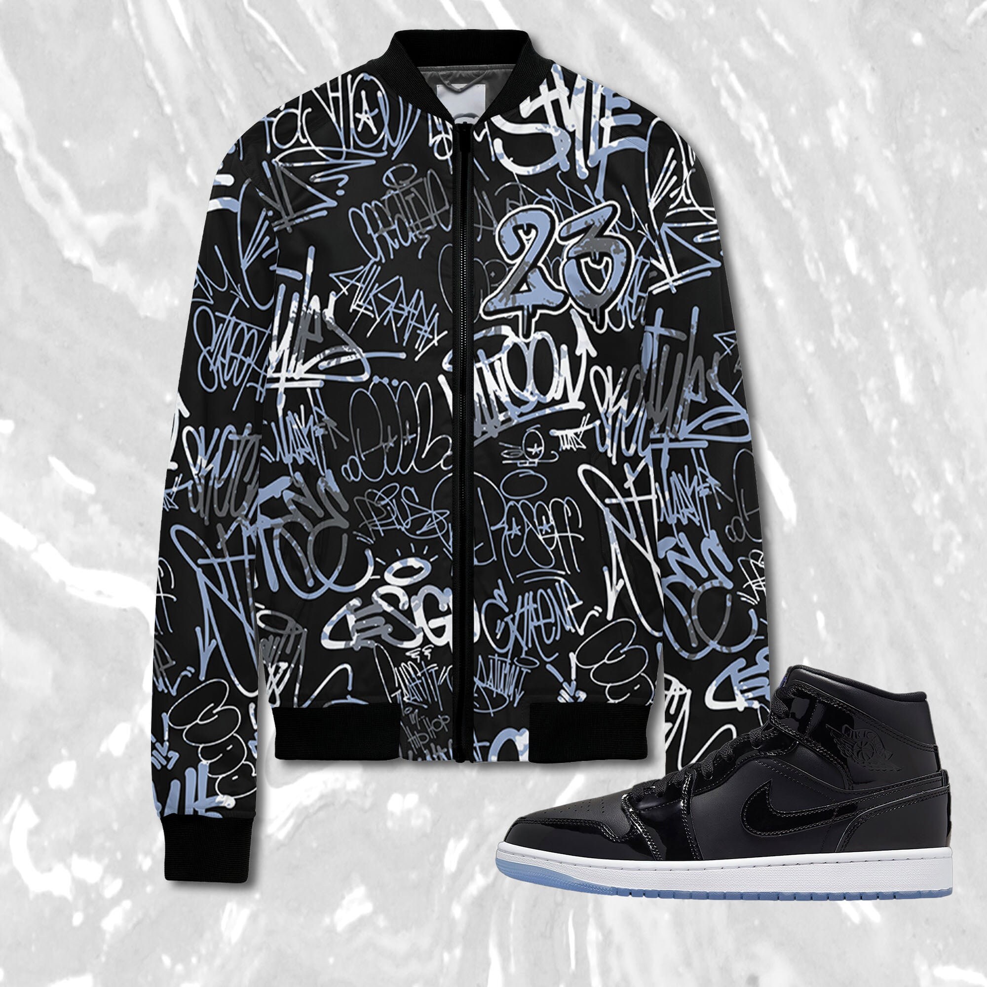 Discover 23 Hiphop 3D Graffiti Pattern Jacket Match Jordan 1 Mid Space Jam