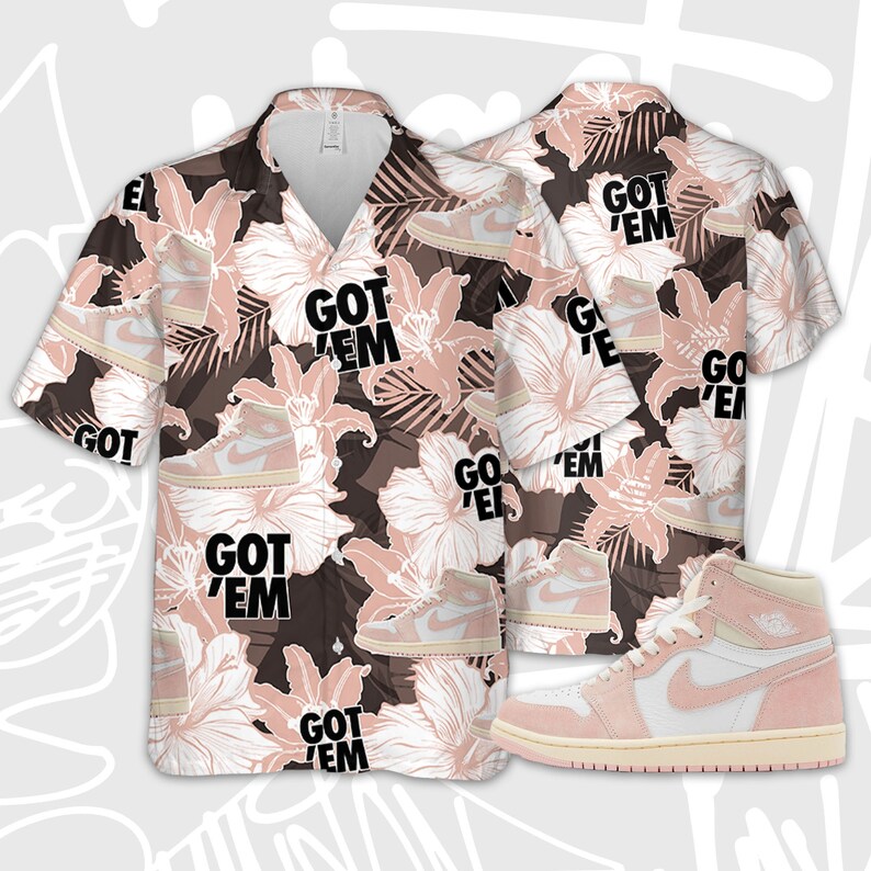 Jordan Hawaiian Shirt Collection On Saleoffshirt 170523 11 Jordan 1 Retro High OG Washed Pink Aloha Hawaiian Shirt