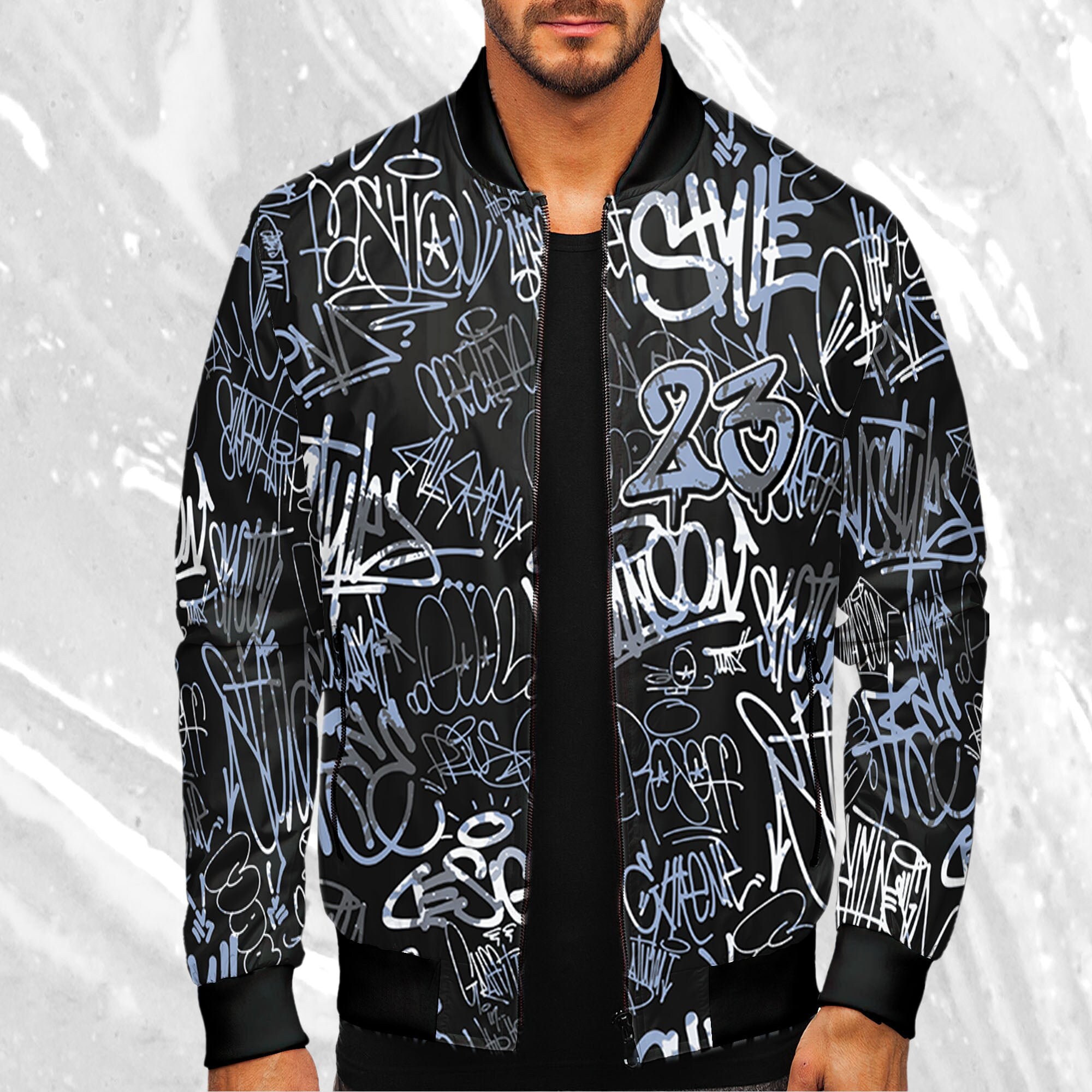 Discover 23 Hiphop 3D Graffiti Pattern Jacket Match Jordan 1 Mid Space Jam