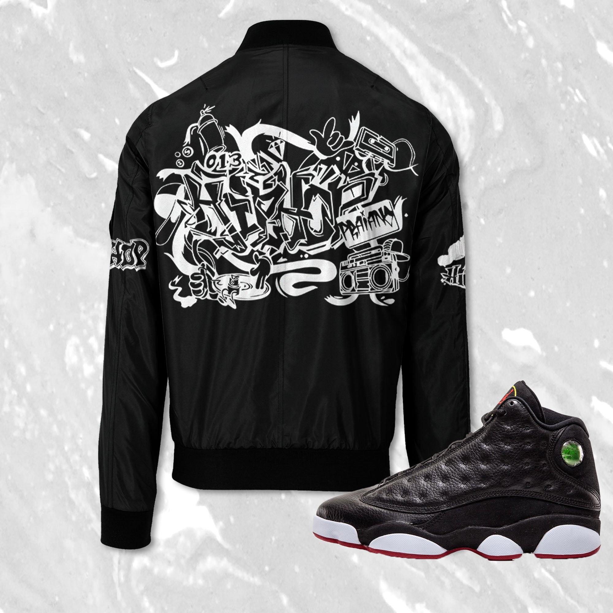 Discover HIP HOP graffiti 3D Color Jacket Match Jordan 13 Playoffs