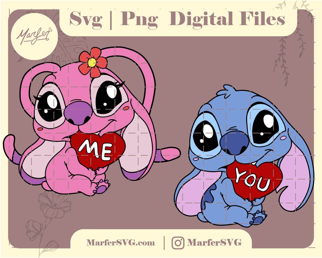Lilo and Stitch Valentines Day Angel Cute and Fluffy Art Print by