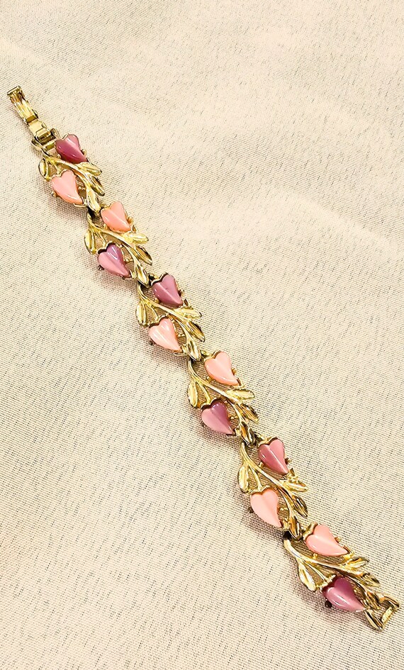 1950s vintage pink and purple lucite gold toned b… - image 6