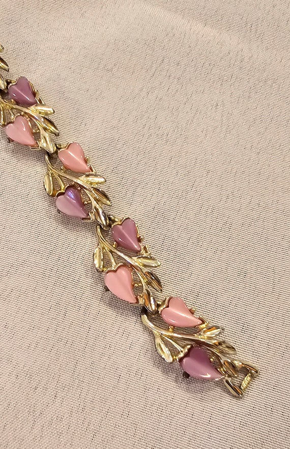 1950s vintage pink and purple lucite gold toned b… - image 7