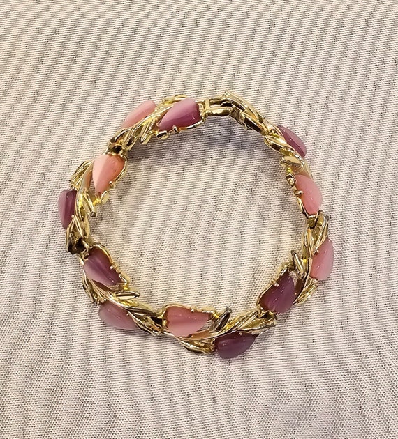 1950s vintage pink and purple lucite gold toned b… - image 1