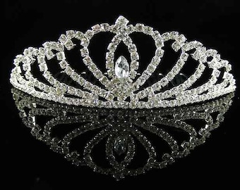 Tiara Comb Rhinestones crystals Silver