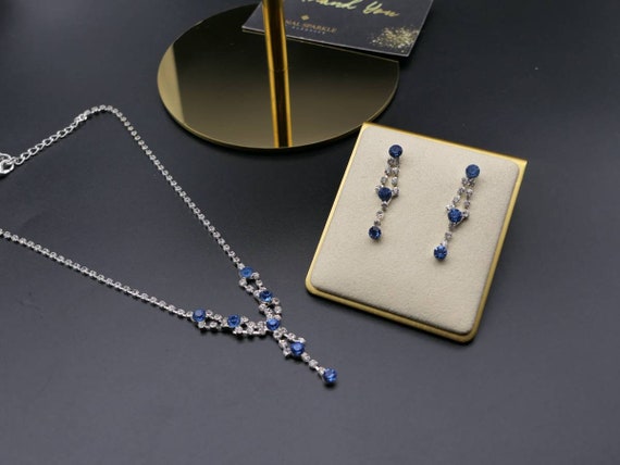 Skyblue Drop Necklace Set, Bridal Necklace Set, Necklace Set