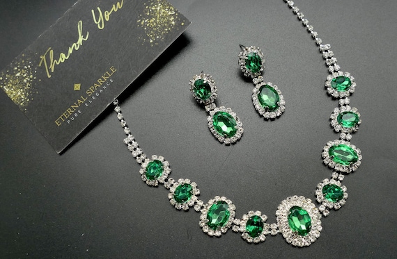 Emerald purple Red Costume Jewellery Necklace Crystal Bridal